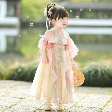 ✨臺灣出貨✨爆款夏款粉小兔漢服女童2026古裝夏季兒童連衣裙新款國風唐裝公主