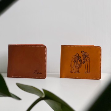 【此木の悠】客製化禮物_植鞣革皮革錢包 真皮材質 可設計雕刻圖像/文字