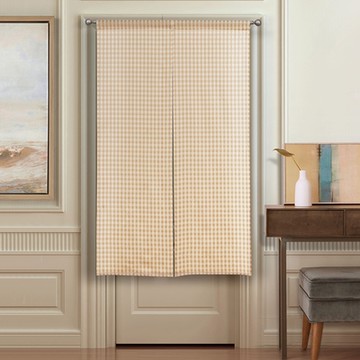 伊美居-羅丹格紋編織緹花透光單層長門簾 85x150 米黃色