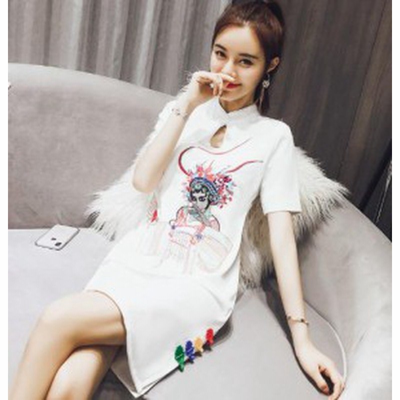 日常春夏 チャイナドレス ワンピース レディース 民族風 スカート 刺繍柄 復古風 上品人気 中国風 少女清新 シンプル無地 通販 Lineポイント最大1 0 Get Lineショッピング