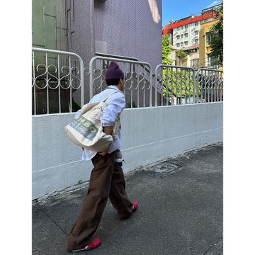 CGGA美式解構星星鉚釘闊腿休閑褲男女簡約寬松休閑百搭直筒長褲