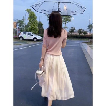 流光紗裙半身裙女高腰大擺a字裙長裙2025夏季新款小個子長裙70cm