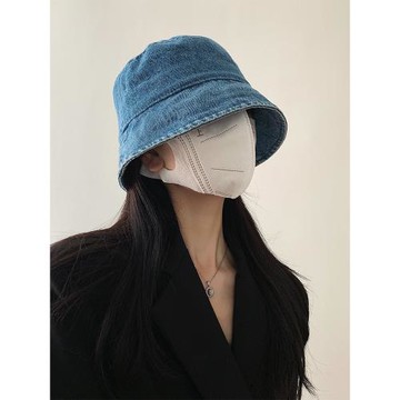 牛仔漁夫帽女春夏季日系顯臉小百搭素顏水桶帽韓版大頭圍遮陽帽子
