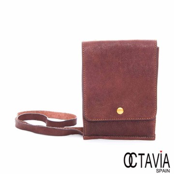 OCTAVIA 8 真皮- 守護 輕巧復古斜背手掌隨身袋-磚紅