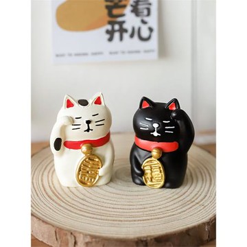 可愛日子 日式招財貓小擺件 ins可愛呆萌樹脂桌面小裝飾治愈禮物