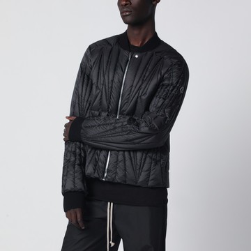 Black faux leather zip-up bomber