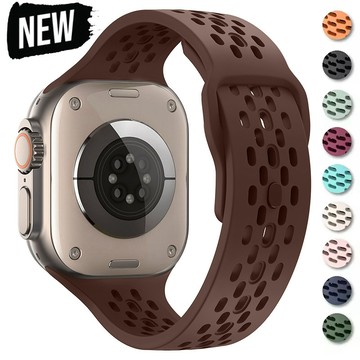 透氣矽膠錶帶兼容 Apple Watch Ultra 49mm 46mm 45mm 41mm 44mm 42mm 系列