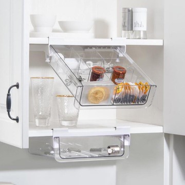 萬佳寧 懸掛式抽屜收納盒 無痕免打孔置物架 桌下雜物分類整理盒