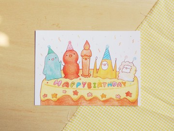 就是要陪你一起過生日－黃蕉星明信片 / 生日卡片