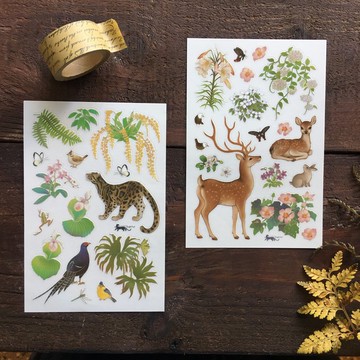 【台灣物種插畫圖鑑感壓貼紙】雲豹/梅花鹿/手帳