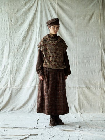 復古文青 羊毛混紡長款半身裙