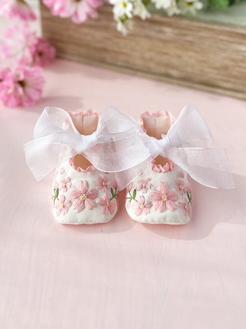 櫻花刺繡No.2 絲綢嬰兒鞋