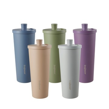 【康寧密扣Snapware】鋅light輕瓷保溫保冰跳跳杯 吸管杯850ml/附杯套/抗菌塗層