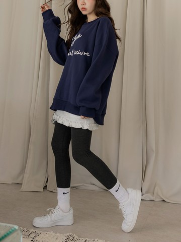 磨毛素色彈性貼身內搭長褲