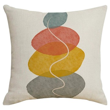 KOTI 日安生活 北歐風仿亞麻抱枕套 不含枕心  抽象C  45cm