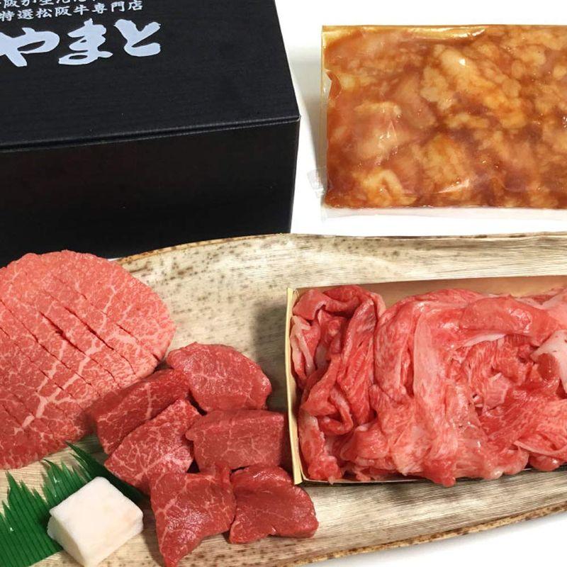 松阪牛 やまと 焼肉パーティーセット4種盛り（約5?7名様用） ?角切りステーキ 100g ?モモ肉ダイヤモンドカット 100g ?切り落と