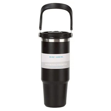 BangJiaShi 幫家適 手提冰霸杯 保溫瓶 咖啡隨行杯 不鏽鋼杯  黑色  1.2L  1個