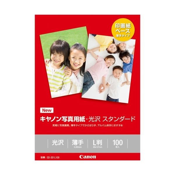 （まとめ）キヤノン 写真用紙・光沢 スタンダードSD-201L100 L判 0863C001 1冊(100枚) 〔×10セット〕