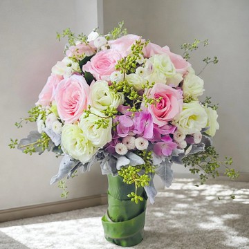 結婚花球 (花園玫瑰11枝、青髮桔梗等) GF00191