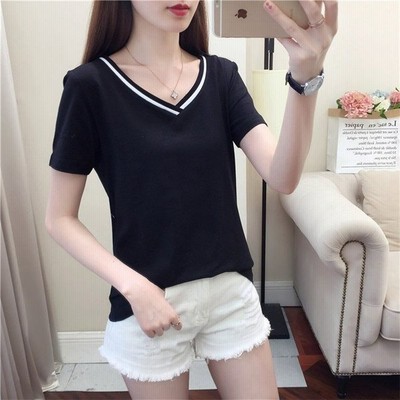 Tシャツ トップス レディース 半袖 カットソー 無地 黒 白 オシャレ Tシャツ Vネック 代 30代 40代 コーデ アウター 通販 Lineポイント最大get Lineショッピング