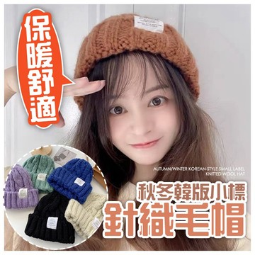 【好買購物】【快速到貨】秋冬小標針織毛帽 韓系毛帽 保暖 針織毛帽 情侶毛帽 冷帽 男女毛帽 冬季毛帽 男女毛帽