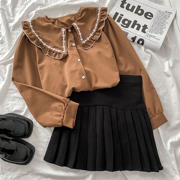 襯衫百褶裙套裝女新款冬季高級感御姐風小個子冬裙子兩件套