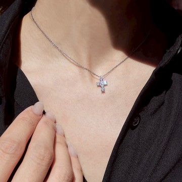 MORELLATO / SAIW118 / Tesori 925純銀白銀鋯石 十字架項鍊