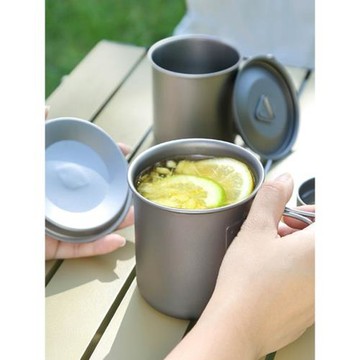 HWZBBEN純鈦戶外水杯露營便攜野餐馬克杯折疊鈦杯簡約旅游可加熱