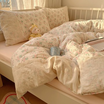 A類法式床上用品 純水洗棉床包組 床包四件套 雙層紗床包組 宿舍 全高端 被套 床單 床包 雙人 雙人加大床包組