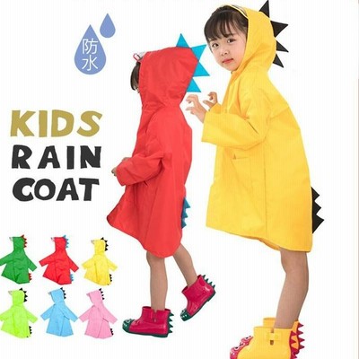 レインコート キッズ 子供 撥水 防水 女の子 男の子 恐竜 怪獣 雨具 雨がっぱ カラフル レインウェア レインポンチョ 通園 通学 保育所 幼稚園