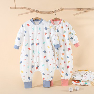 嬰兒純棉睡袋分腿防踢被兒童恒溫寶寶連體睡衣四季款中小童睡袋鑫弘-萌寶童裝可開發票