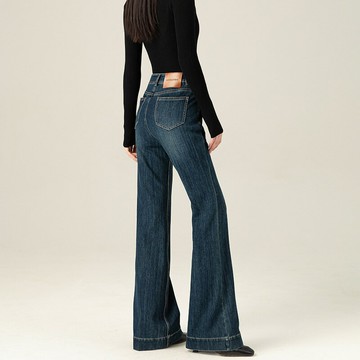 鑫閣 天絲美式喇叭牛仔褲女2025新款秋季小個子微喇褲子復古彈力鑫弘-素時衣櫥