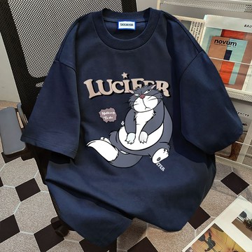 壞喵~魯斯佛 純棉 t恤 短袖 上衣 寬鬆大尺碼上衣 oversized t恤  重磅t恤 美式短t 潮牌美式 精品衣服