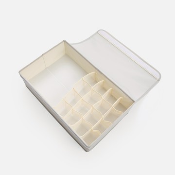 17格翻蓋分格收納盒 淺灰45x27x12cm