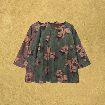 【蘭襟】新中式復古/100%桑蠶絲紅云紗斜襟中長款上衣