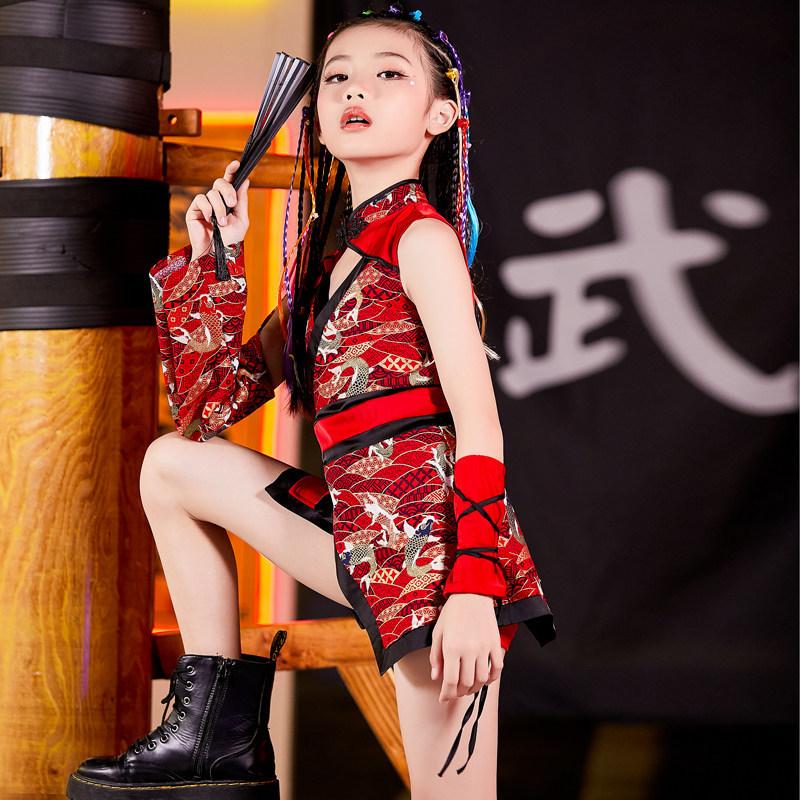 ダンス衣装 キッズ子供服 ジュニア チャイナ風 ジャズダンス ヒップホップ トップス ショートパンツ 上下セットアップ 女の子 腕飾り付き 通販  LINEポイント最大GET LINEショッピング