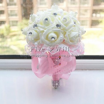 送料無料 ウエディングブーケ 結婚式 ローズ 造花 ウェディング用 アレンジメント 花嫁 披露宴 安い 手作り キット ブライダルブーケ ジュエリー 通販 Lineポイント最大get Lineショッピング