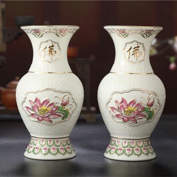 陶瓷玉凈瓶供佛擺件觀音甘露菩薩凈水瓶佛前供具水杯花瓶大號