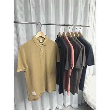 重磅美式！做舊230g！夏季男士外貿純棉時尚百搭短袖翻領POLO衫潮