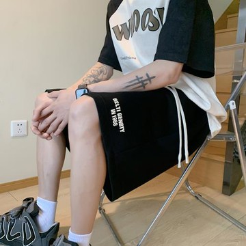 男褲夏季美式短褲薄款寬松五分褲直筒運動褲高街vibe褲子休閑中褲