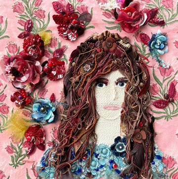 夢幻色彩的閃亮串珠刺繡藝術   作品名【深紅色的花朵】獨一無二