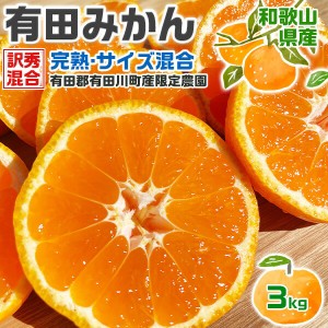 甘いで評判！ 完熟 有田みかん 3kg 等級：訳秀混合(訳あり～秀品混合)家庭用…