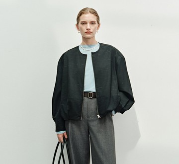 【DI*R同源】 法式簡約/圓領花苞/寬松外套