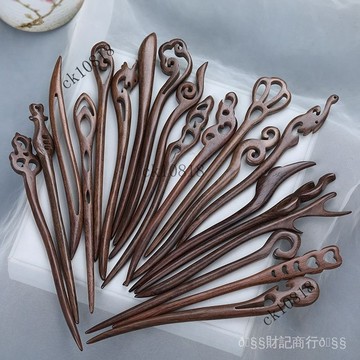✨可開發票#棕木檀木木簪子簡約現代髮簪古風髮飾檀木盤髮木簪漢服旂袍頭飾#免運費