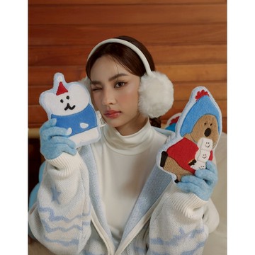 AIR SPACE LADY 【DINOTAENG】絨毛刺繡包 ( QUOKKA款/ BOBO款 )(白/卡其) 現貨