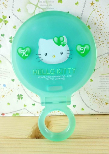 【震撼精品百貨】Hello Kitty 凱蒂貓-KITTY手拿折鏡-綠心圖案-藍綠色