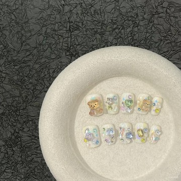 🤩加一重工🤩純手工穿戴美甲多巴胺立體款小熊軟糖卡通款ins風可愛款可拆卸款美甲師源潤 OBVT