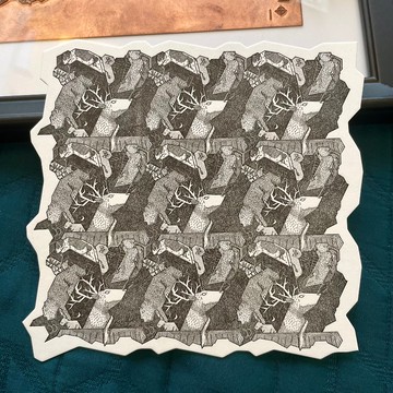 英國寄出 香港本地原創 古董凸版印刷 艾雪風密鋪圖案明信片