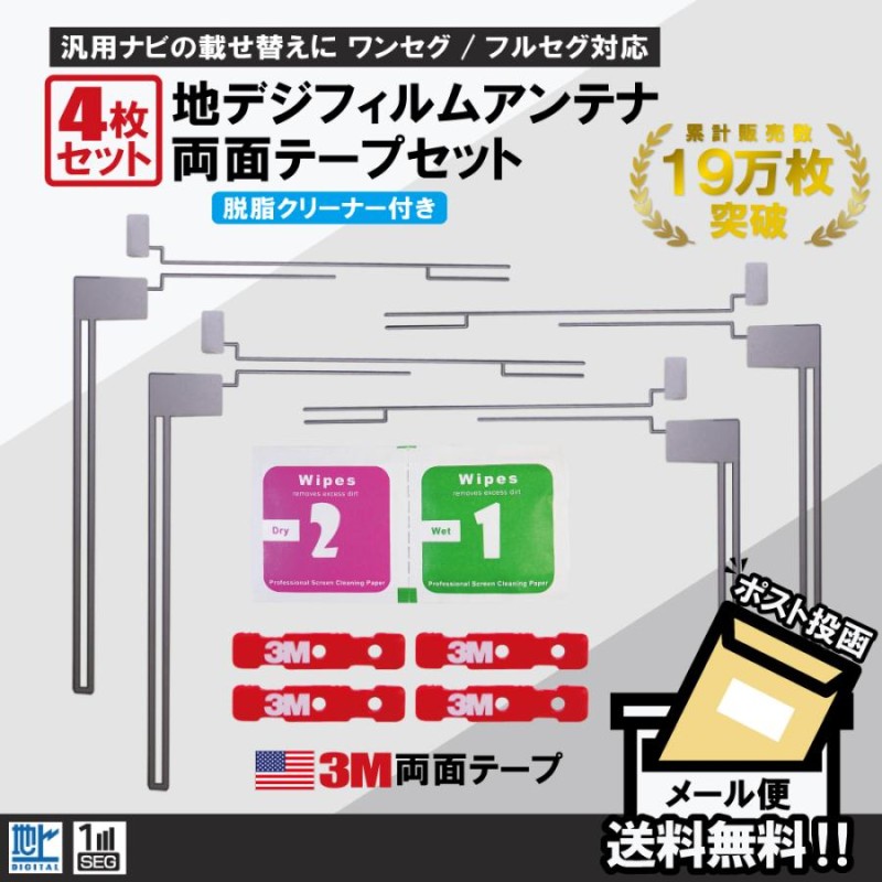 地デジフィルムアンテナ左１枚 両面テープ１枚 クリーナー付き