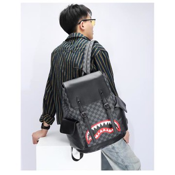 2022新款個性印花格子男士雙肩包出差旅行包大容量電腦包休閑背包